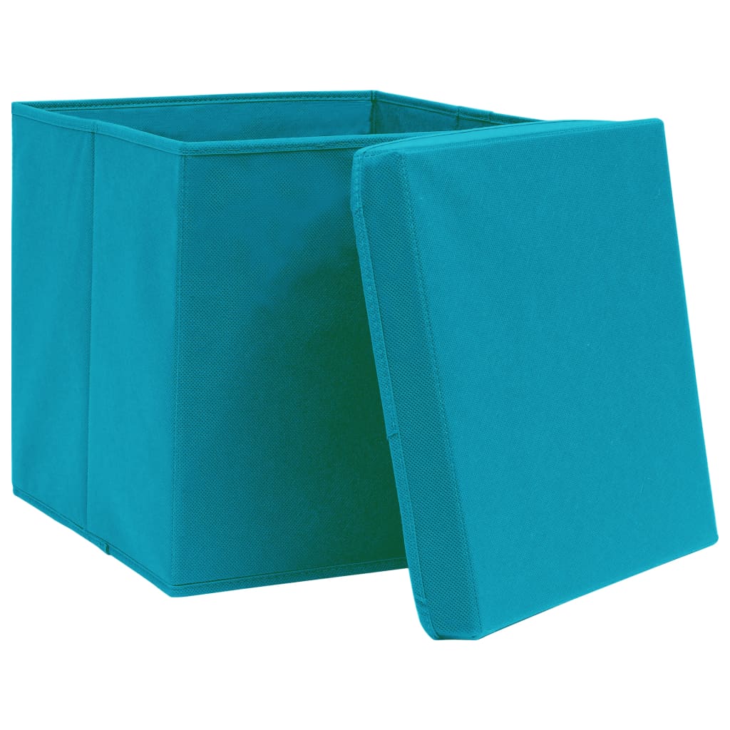 Vidaxl opbergboxen met deksel 10 st 32x32x32 cm stof babyblauw