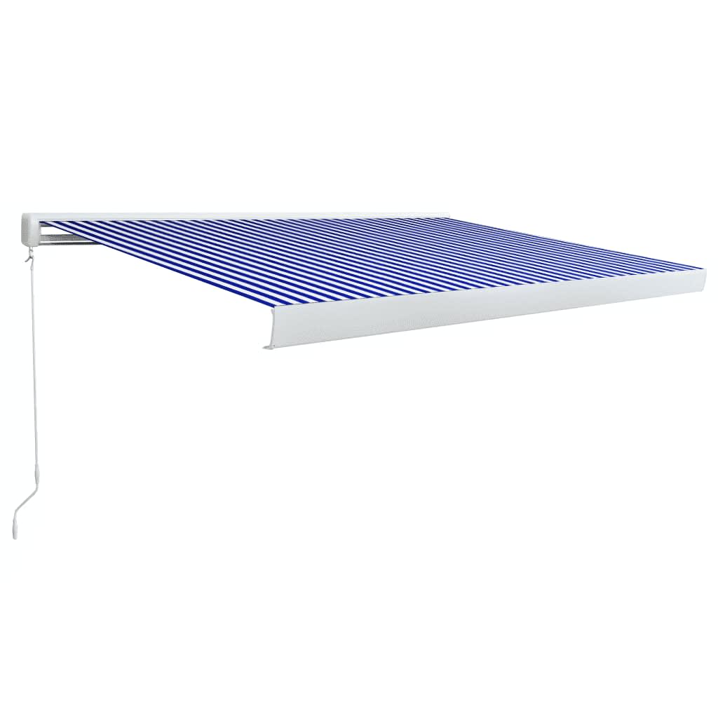 Vidaxl Luifel manualmente 450x300 cm azul y blanco