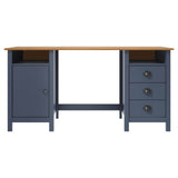 Vidaxl bureau hill 150x50x74 cm massief grenenhout grijs