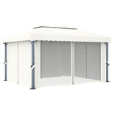 Vidaxl Arbor med gardin 4x3 m aluminiumscreme hvid