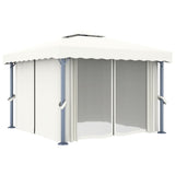 Arbor vidaxl avec rideau 3x3 m aluminium crème blanche