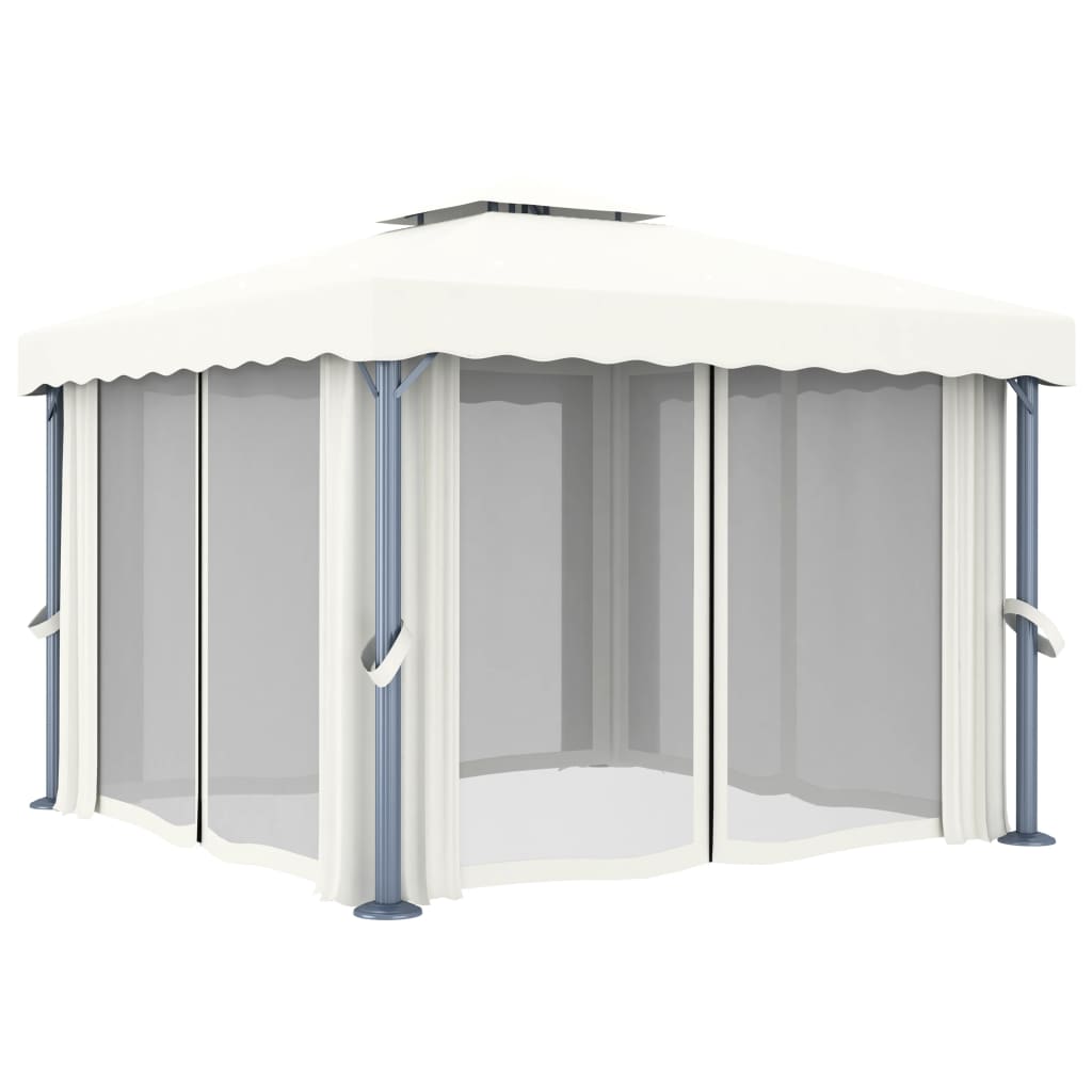 Vidaxl Arbor con tenda 3x3 m Crema di alluminio bianco