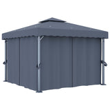 Vidaxl Arbor med gardin 3x3 M aluminium Antracitt