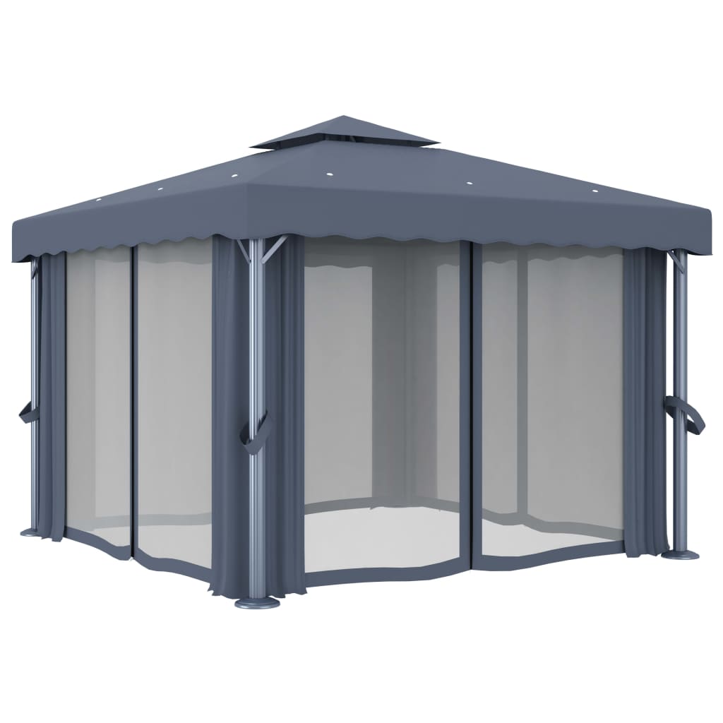 Vidaxl Arbor med gardin 3x3 M aluminium Antracitt