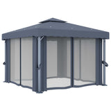 Vidaxl arbor with curtain 3x3 m aluminum anthracite