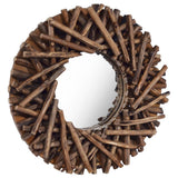 Vidaxl Wall mirror around 40 cm teak wood