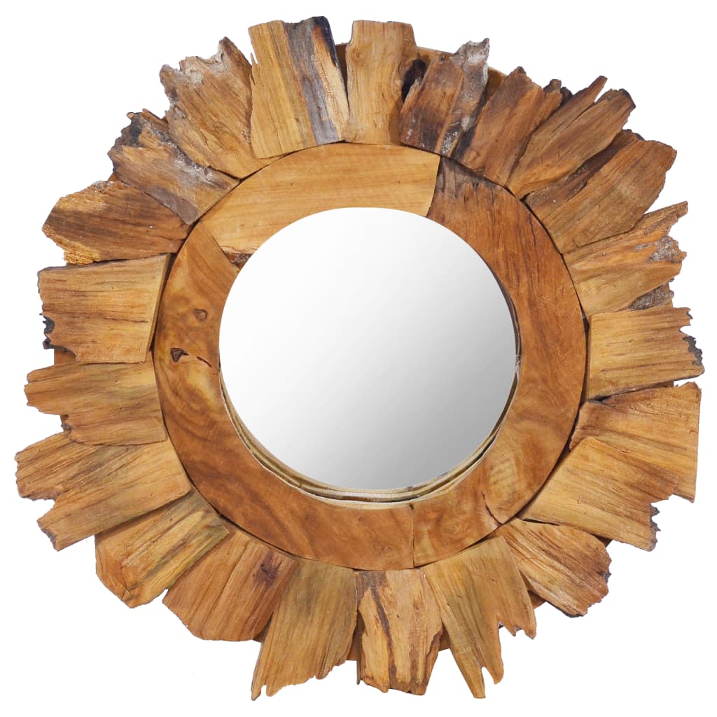 Vidaxl Wall Mirror kolem 40 cm teakové dřevo