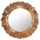 Miroir mural vidaxl autour de 60 cm de bois de teck