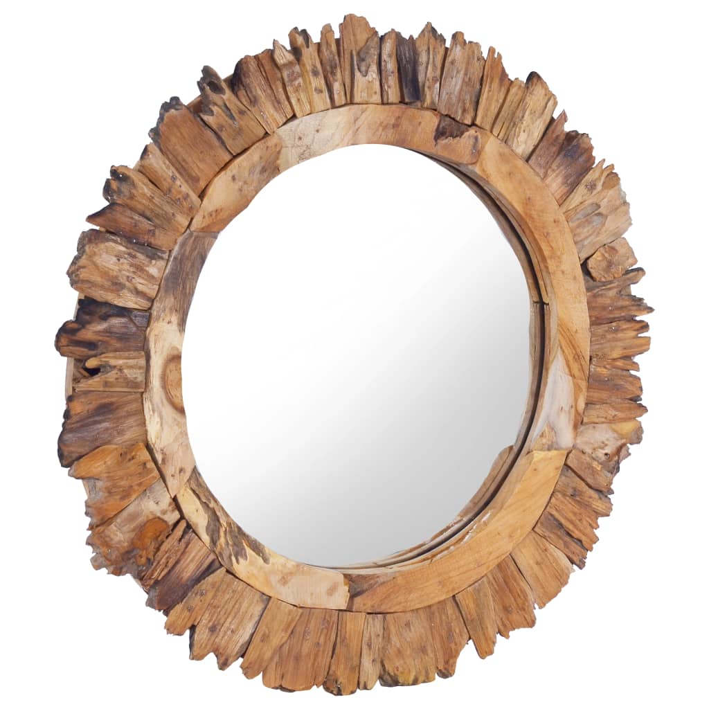 Vidaxl Wall Mirror kolem 60 cm teakové dřevo