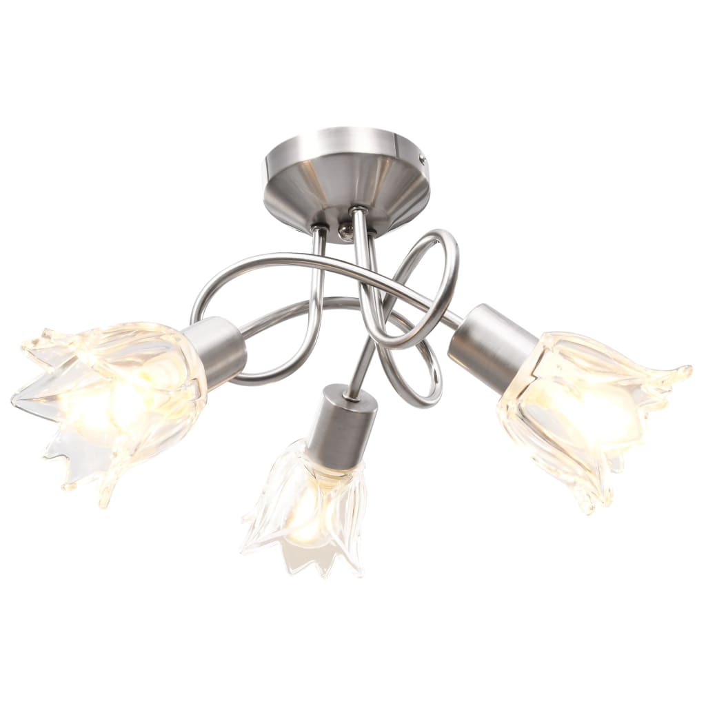 Vidaxl ceiling lamp with glass tulip -shaped hoods 3xe14 transparent