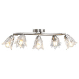 Vidaxl Plafond Lampe avec des capuchons en forme de tulipe en verre 5xe14 transparent
