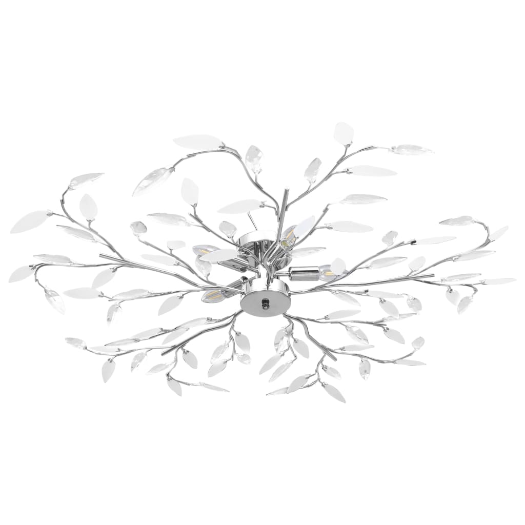 Vidaxl ceiling lamp with acrylic crystal leaf arms for 5xe14 white