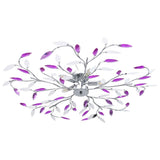 Vidaxl Plafond lampe avec des bras de feuille de cristal acrylique pour 5xe14 violet