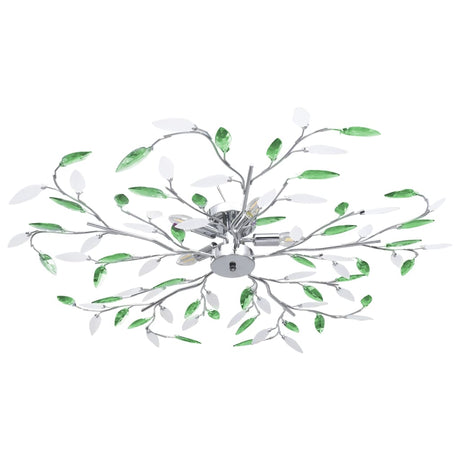 Vidaxl Plafond lampe avec des bras à feuilles cristallines acryliques pour 5xe14 vert