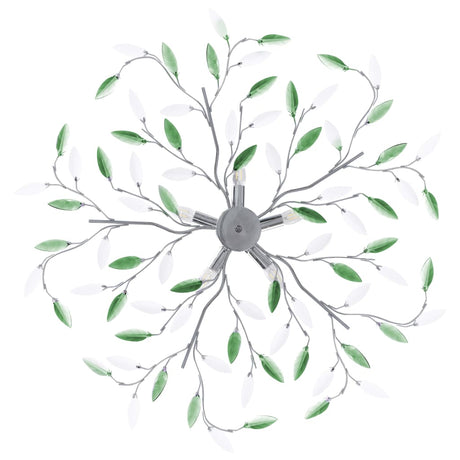 Vidaxl Plafond lampe avec des bras à feuilles cristallines acryliques pour 5xe14 vert