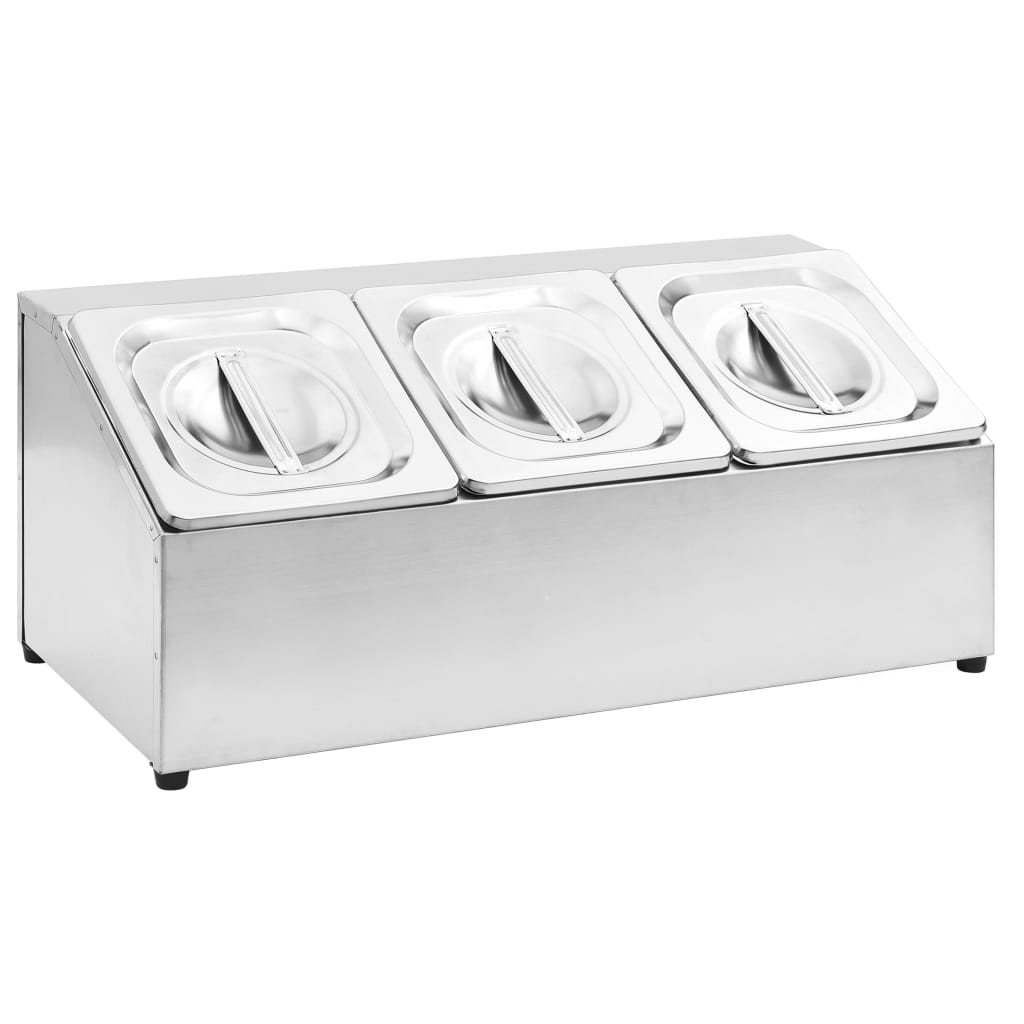 VidaXL Gastronorm baking holder with 3 GN 1 6 Bakken Stainless Steel