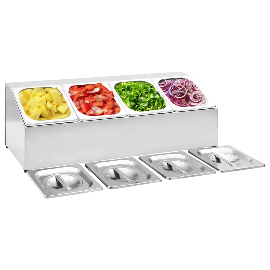 VidaXL Gastronormbakkouter with 4 GN 1 6 Bakken Stainless Steel