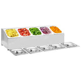 Vidaxl gastronormbakkouter avec 5 gn 1 6 bakken en acier inoxydable