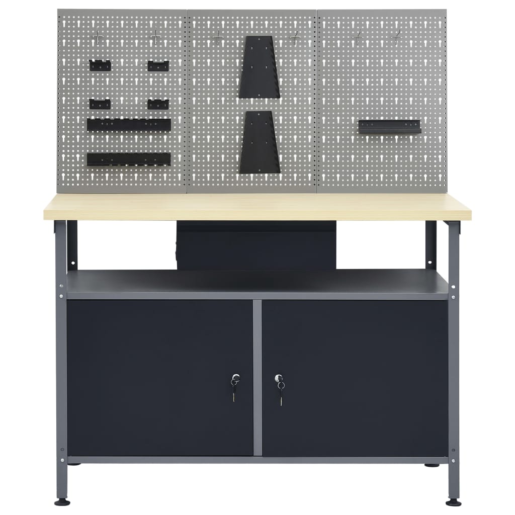 Vidaxl Workbench mat dräi Mauerpannen