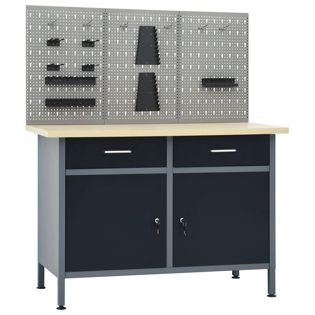 Vidaxl Workbench s 3 stenskimi ploščami