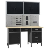 Vidaxl Workbench with four wall panels and two cupboards