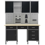 Vidaxl Workbench with four wall panels and two cupboards