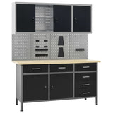 Vidaxl Workbench with four wall panels and two cupboards