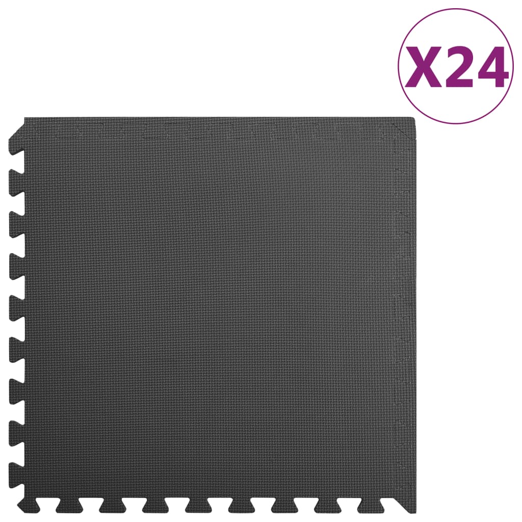 Mattes de plancher vidaxl 24 st 8,64 ㎡ mousse eva noire