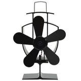 Ventilateur de poêle Vidaxl avec 5 nageoires noires