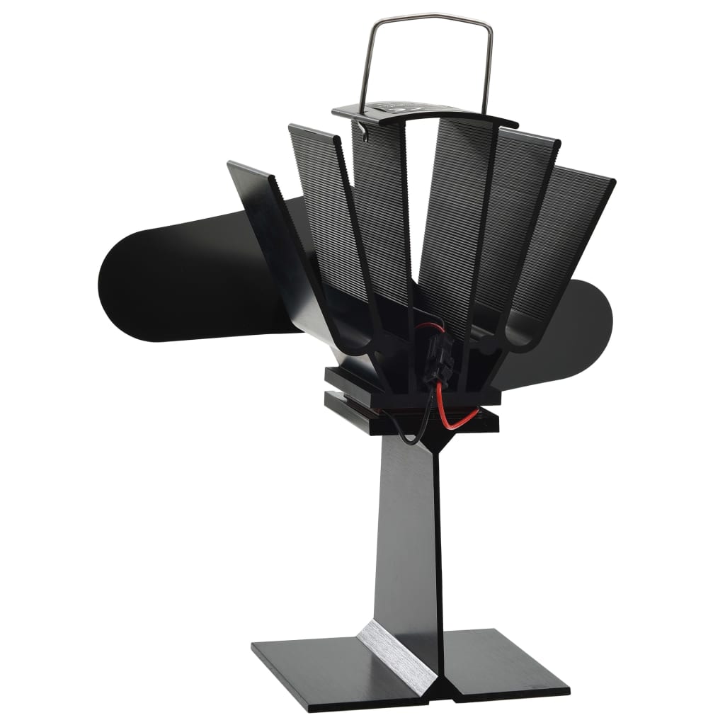 Ventilateur de poêle Vidaxl avec 2 nageoires noires