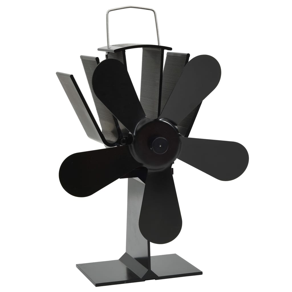 Vidaxl Stove Fan z 5 płetwami czarnymi