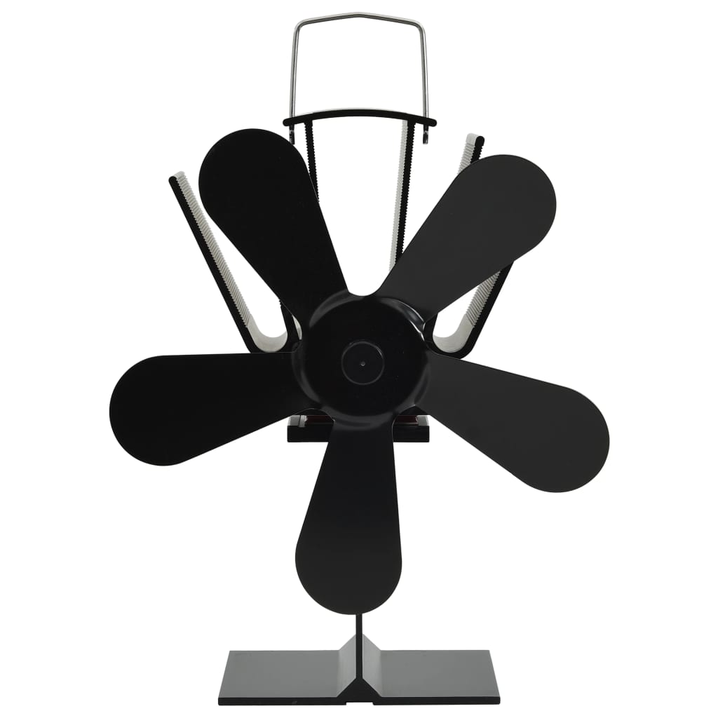 Ventilateur de poêle Vidaxl avec 5 nageoires noires