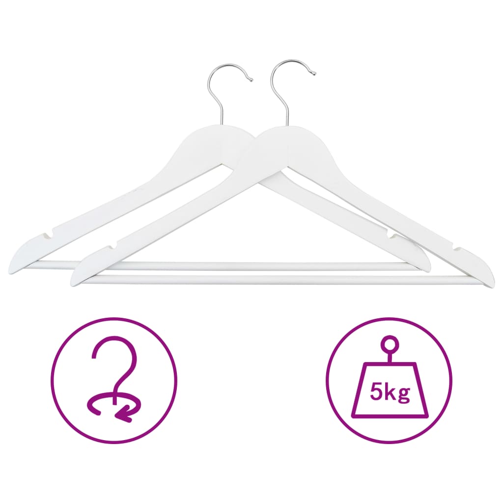 Vidaxl 20-piece clothing hanger set Anti-slip Hardwood White