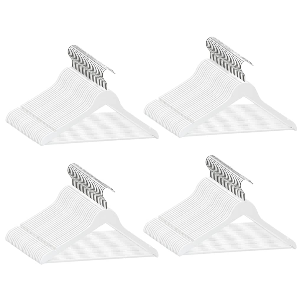 Vidaxl de 100 piezas colgador de ropa Anti-slip madera dura blanca