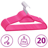 Vidaxl 20-piece clothing hanger set Anti-slip Velvet pink