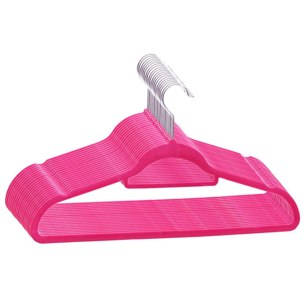 Vidaxl 20-piece clothing hanger set Anti-slip Velvet pink