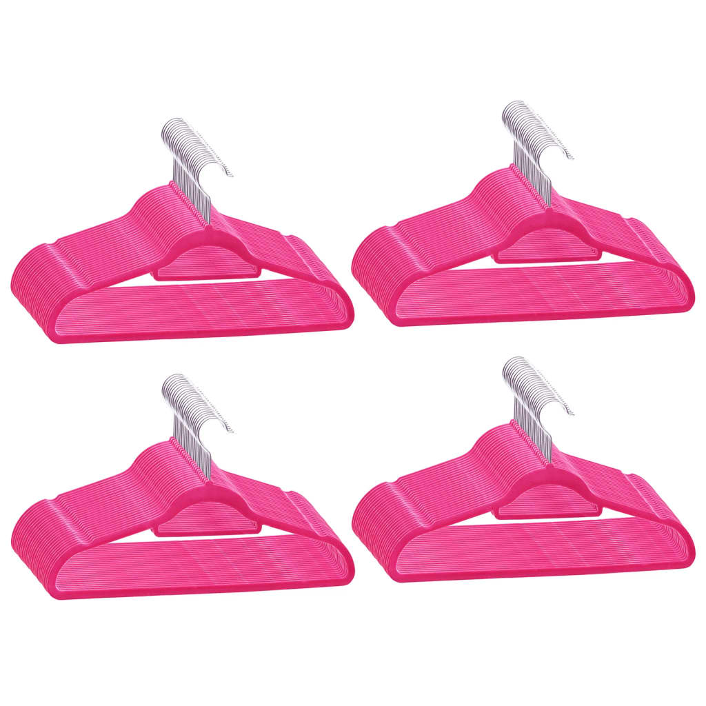 Vidaxl 100-piece clothing hanger set Anti-slip Velvet pink