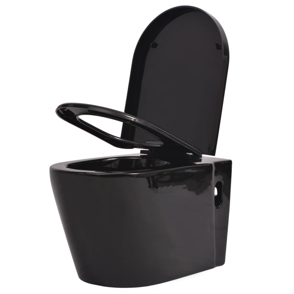 VidaXL Hanging toilet with hidden cistern ceramic black