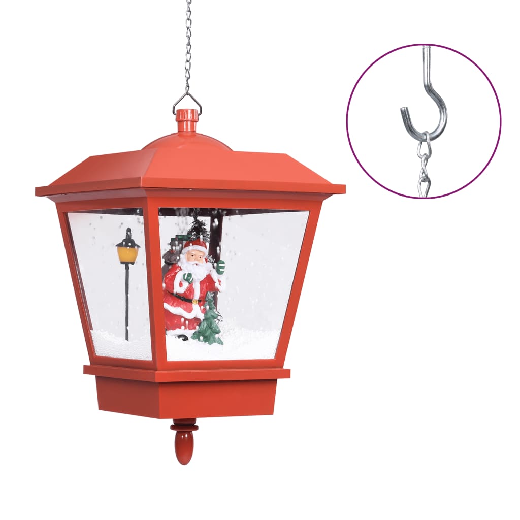 Vidaxl Christmas Hang Lamp med LED -lampe og julemanden 27x27x45 cm rød