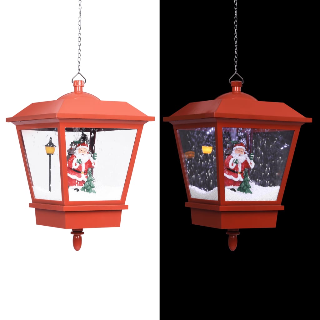 Vidaxl Christmas Hang Lamp med LED -lampe og julemanden 27x27x45 cm rød