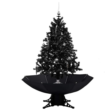 Vidaxx Sapin de Noël enneigé avec pied de parasol 140 cm PVC noir