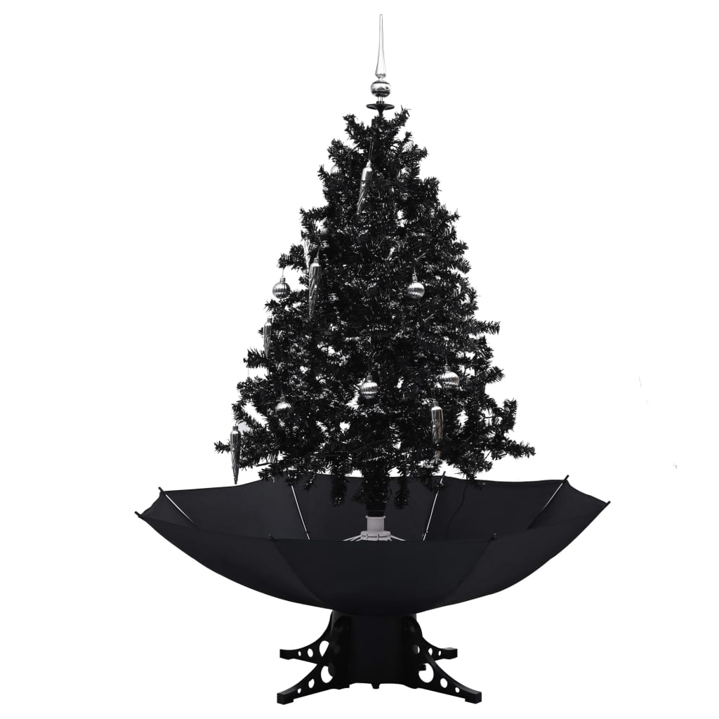 Vidaxl Nevando el árbol de Navidad con paraguas de 140 cm PVC Negro