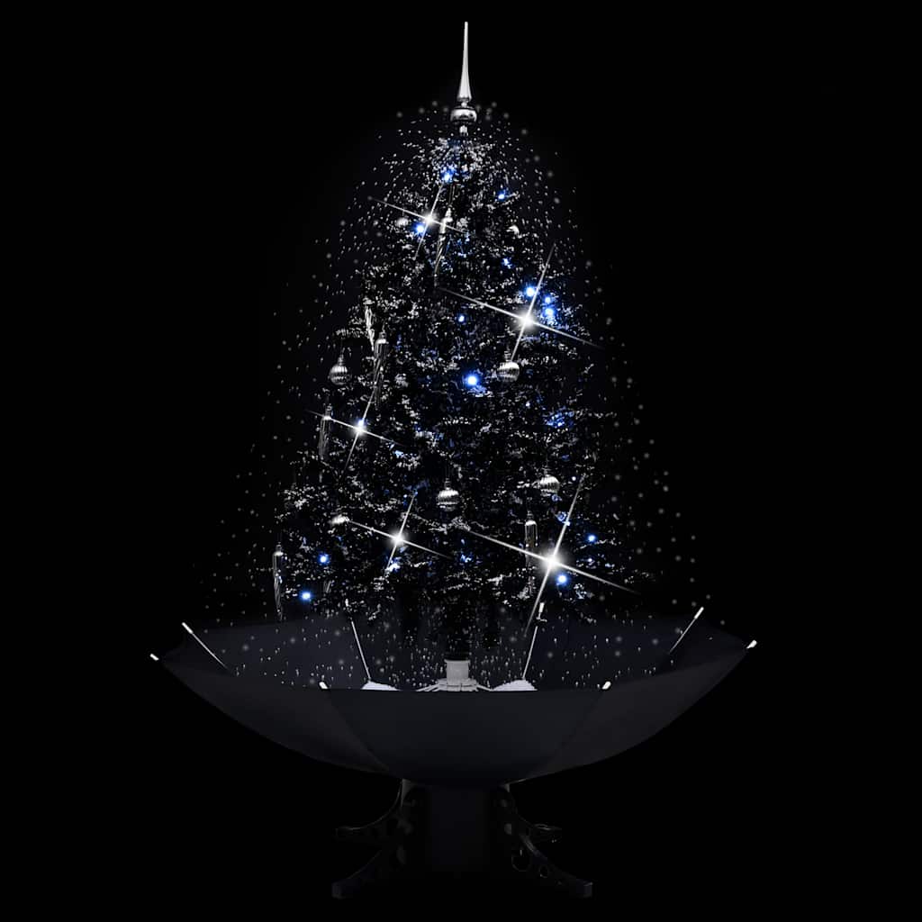Vidaxx Sapin de Noël enneigé avec pied de parasol 140 cm PVC noir
