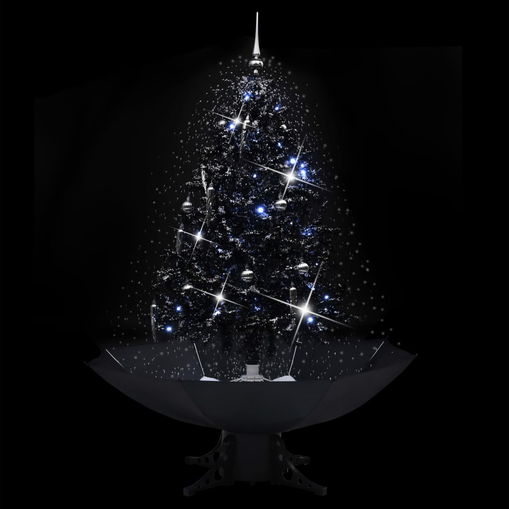 Vidaxl Nevando el árbol de Navidad con paraguas de 140 cm PVC Negro