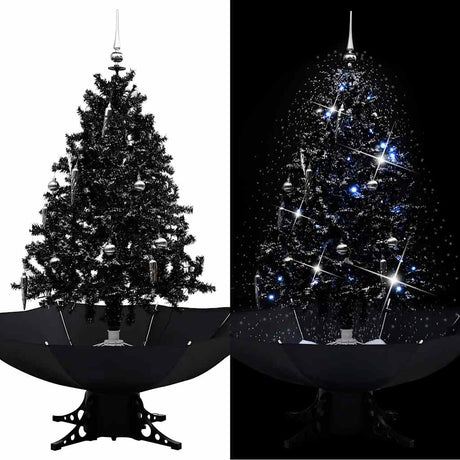 Vidaxx Sapin de Noël enneigé avec pied de parasol 140 cm PVC noir