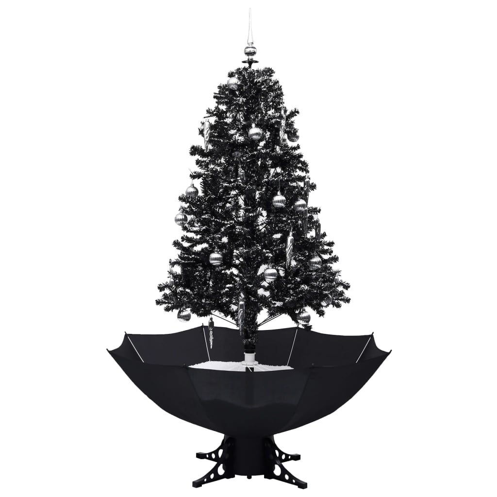 Vidaxl Nevando el árbol de Navidad con paraguas de 170 cm PVC Negro