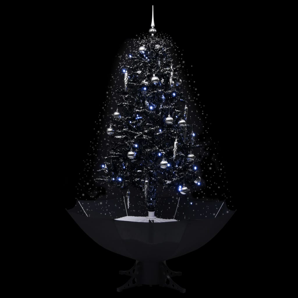 Vidaxl Nevando el árbol de Navidad con paraguas de 170 cm PVC Negro