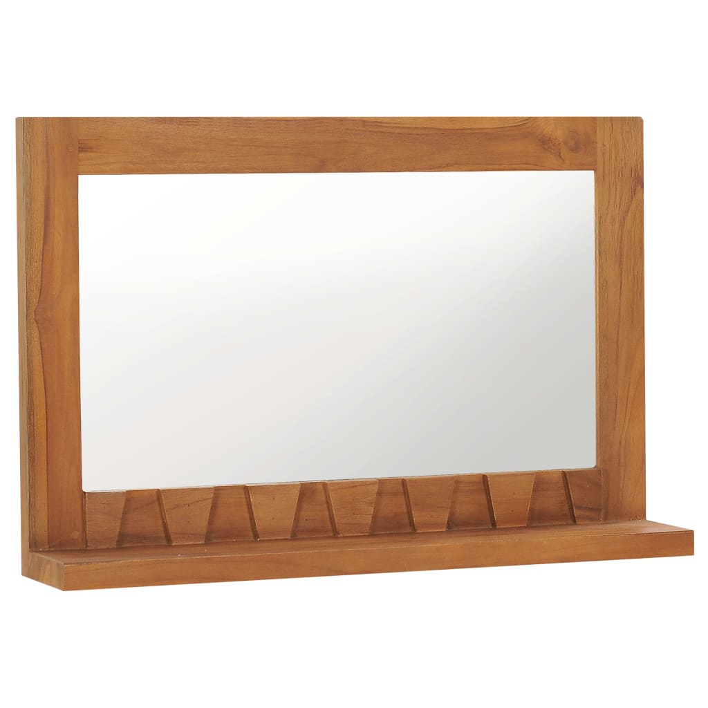 Miroir mural Vidaxl avec étagère 60x12x40 cm en bois de teck solide