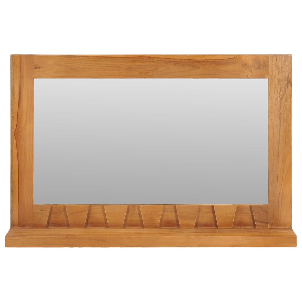 Miroir mural Vidaxl avec étagère 60x12x40 cm en bois de teck solide