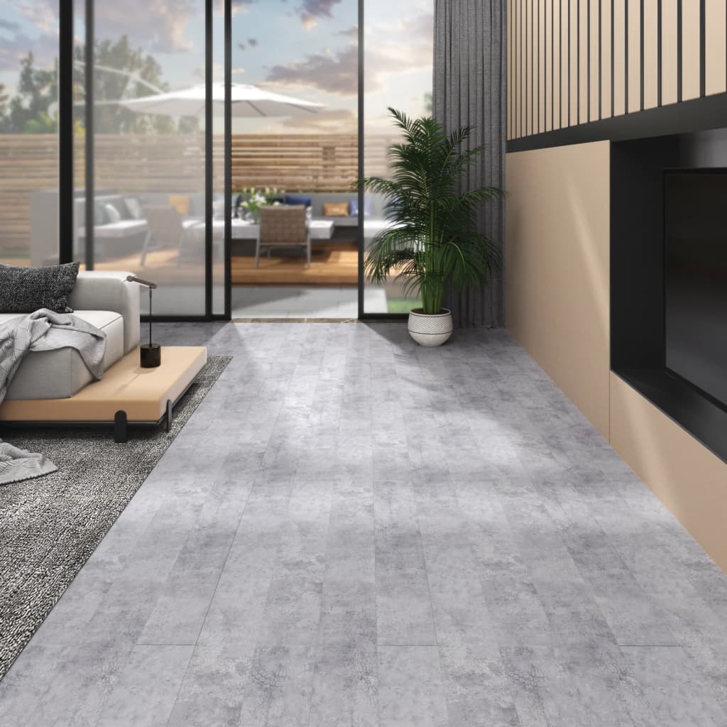 Vidaxl Floorboards Ikke-selvklæbende 5,26 m² 2 mm PVC Cement Gray